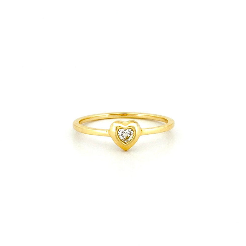 14K Gold Thick Bezel Heart Diamond Band