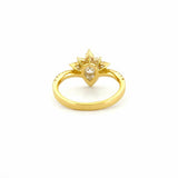 14K Gold Pear Cluster Diamond Curved Engagement Ring
