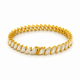 14K Gold Slant Lab Grown Marquise Cut Diamond Tennis Bracelet