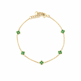 14K Gold Emerald Clover Bracelet