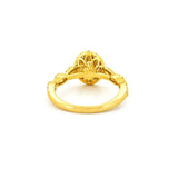 14K Gold Natural Oval Diamond Twist Halo Engagement Ring
