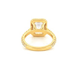 14K Gold 3.00 Carat Lab Grown Emerald Cut Diamond Cathedral Halo Engagement Ring