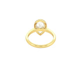 14K Gold 3.00 Carat Lab Grown Pear Diamond Solitaire Cathedral Under Halo Engagement Ring