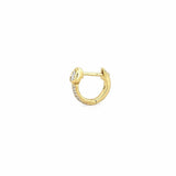 14K Gold Pear Diamond Bezel Prong Set Huggie Earrings