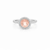 14K Gold Round Halo Morganite Cathedral Ring
