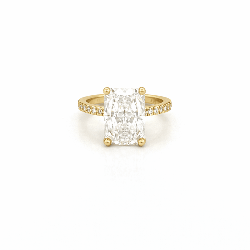 14K Gold 6.00 Carat Lab Grown Radiant Diamond Under Halo Engagement Ring