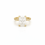 14K Gold 6.00 Carat Lab Grown Radiant Diamond Under Halo Engagement Ring