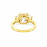 14K Gold Three Stone 3.00 Carat Lab Grown Emerald Engagement Ring