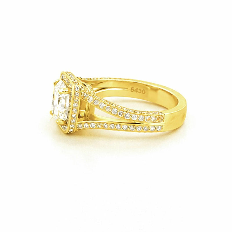 14K Gold Lab Grown Radiant Diamond 3D Channeled Engagement Ring