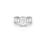 14K Gold 5.00 Carat Lab Grown Emerald Cut Diamond U Prong Engagement Ring