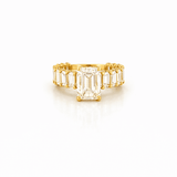 14K Gold 5.00 Carat Lab Grown Emerald Cut Diamond U Prong Engagement Ring