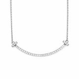 14K Gold Smile Bar Diamond Pendant Necklace