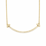 14K Gold Smile Bar Diamond Pendant Necklace