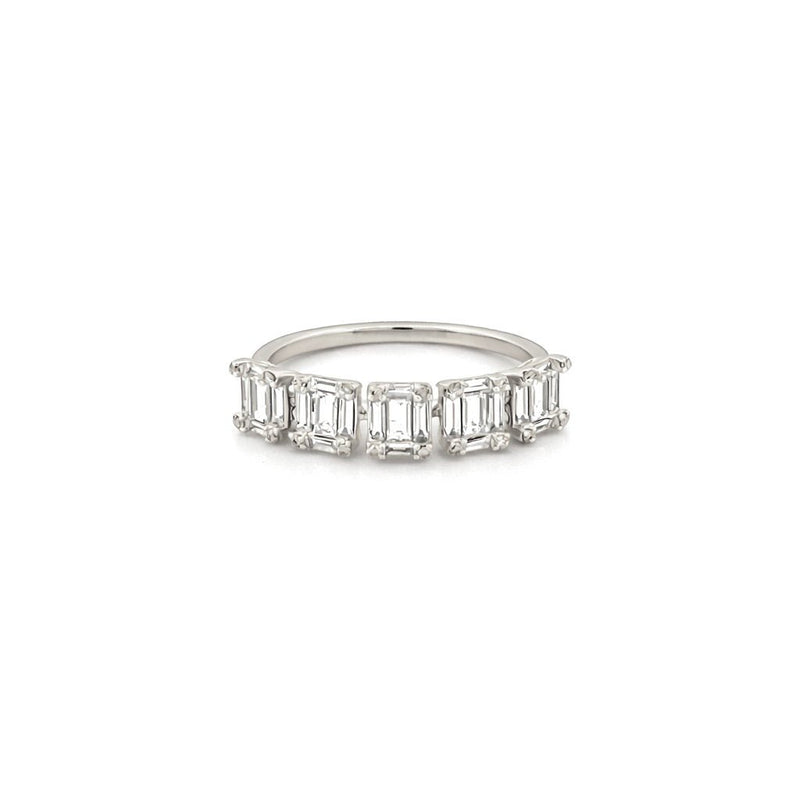 14K Gold 5 Baguette Cluster Diamond Band