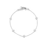14K Gold Clover Diamond Station Bracelet