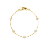 14K Gold Clover Diamond Station Bracelet