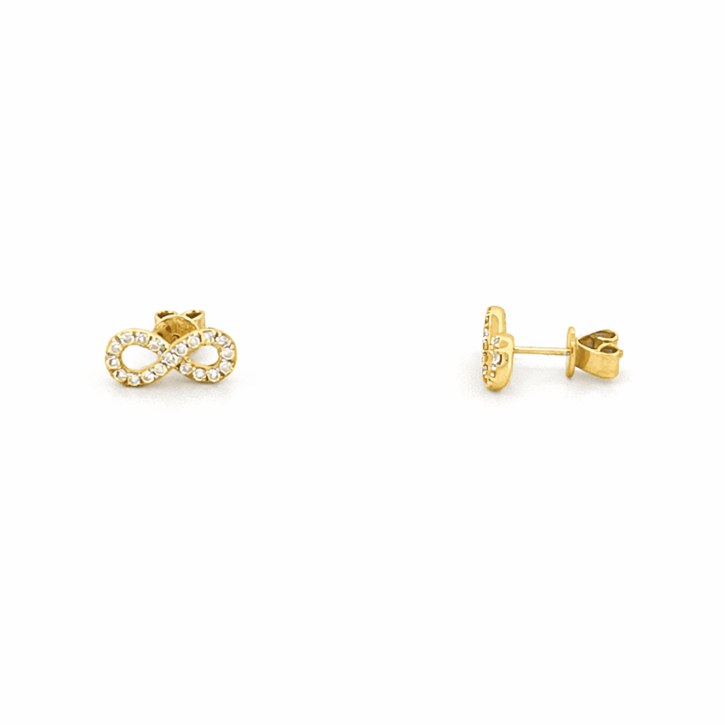 14K Gold Diamond Infinity Stud Earrings
