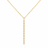 14K Gold Hanging Diamond Bezel Drop Pendant Necklace