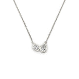 14K Gold Pear and Emerald Diamond Duo Pendant Necklace