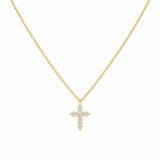 14K Gold Round Cross Diamond Necklace
