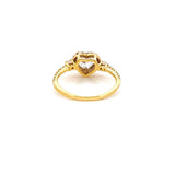 14K Gold Mini Three Stone Natural Diamond Heart Halo Engagement Ring