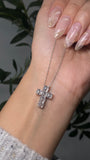 14K Gold Lab Grown Asscher Cut Diamond Cross Pendant