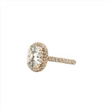 14K Gold Diamond Halo Ring with 2.50 Carat Oval Cut Moissanite Engagement Ring