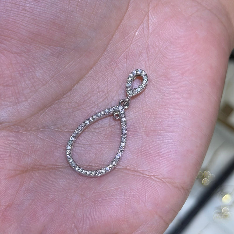 14K Gold Open Pear Dangle Diamond Pendant
