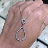 14K Gold Open Pear Dangle Diamond Pendant