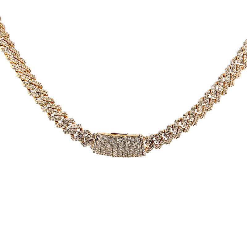 14K Gold Iced Out Cuban Chain