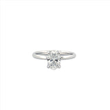 14K Gold 1.00 Carat Oval Cut Lab Grown Diamond Solitaire Engagement Ring with Under Halo