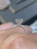 14K Gold Lab Grown 2.00 Carat Oval Diamond 3D Engagement Ring with Under Halo