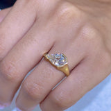 14K Gold Lab Grown 3.00 Carat Step Cut Pear Diamond Half Bezel Engagement Ring