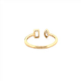 14K Gold Open Marquise and Emerald Bezel Diamond Band