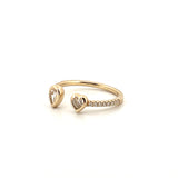 14K Gold Open Heart and Pear Bezel Diamond Enamel Band