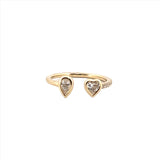 14K Gold Open Pear and Heart Bezel Diamond Band