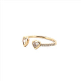 14K Gold Open Pear and Heart Bezel Diamond Band