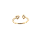 14K Gold Open Pear and Heart Bezel Diamond Band