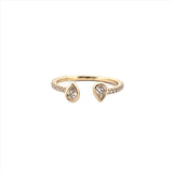 14K Gold Open Alternating Pear Bezel Diamond Band