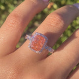 The Julia Engagement Ring with 2.50 Carat Lab Grown Elongated Cushion Pink Diamond