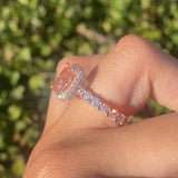 The Julia Engagement Ring with 2.50 Carat Lab Grown Elongated Cushion Pink Diamond