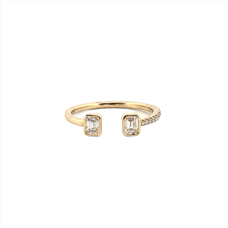 14K Gold Open Baguette Bezel Diamond Band