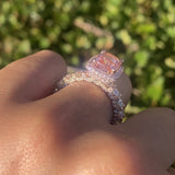 The Julia Engagement Ring with 2.50 Carat Lab Grown Elongated Cushion Pink Diamond