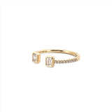 14K Gold Open Emerald Bezel Diamond Band