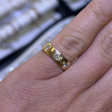 14K Gold Three Stone Inset Round Diamond Band