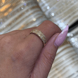 14K Gold Offset 3D Pavé Band