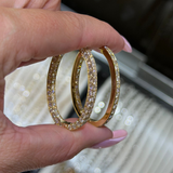 14K Gold Outer Natural Oval Hoop Diamond Earrings