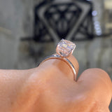 14K Gold 3.00 Carat Lab Grown Elongated Cushion Solitaire Under Halo Engagement Ring