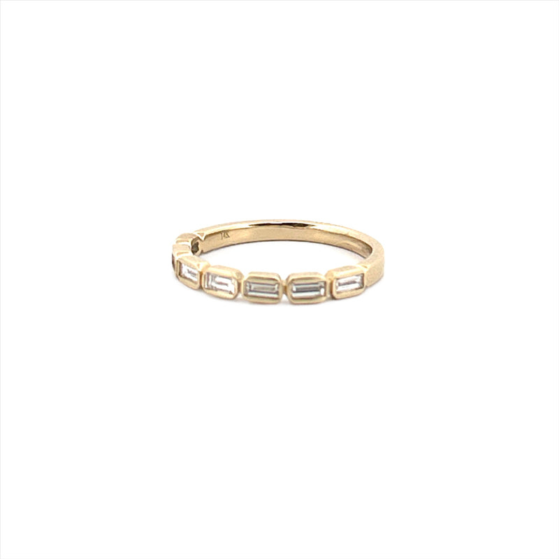 14K Gold Sideways Baguette Bezel Diamond Fashion Band