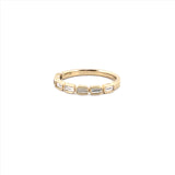 14K Gold Sideways Baguette Bezel Diamond Fashion Band